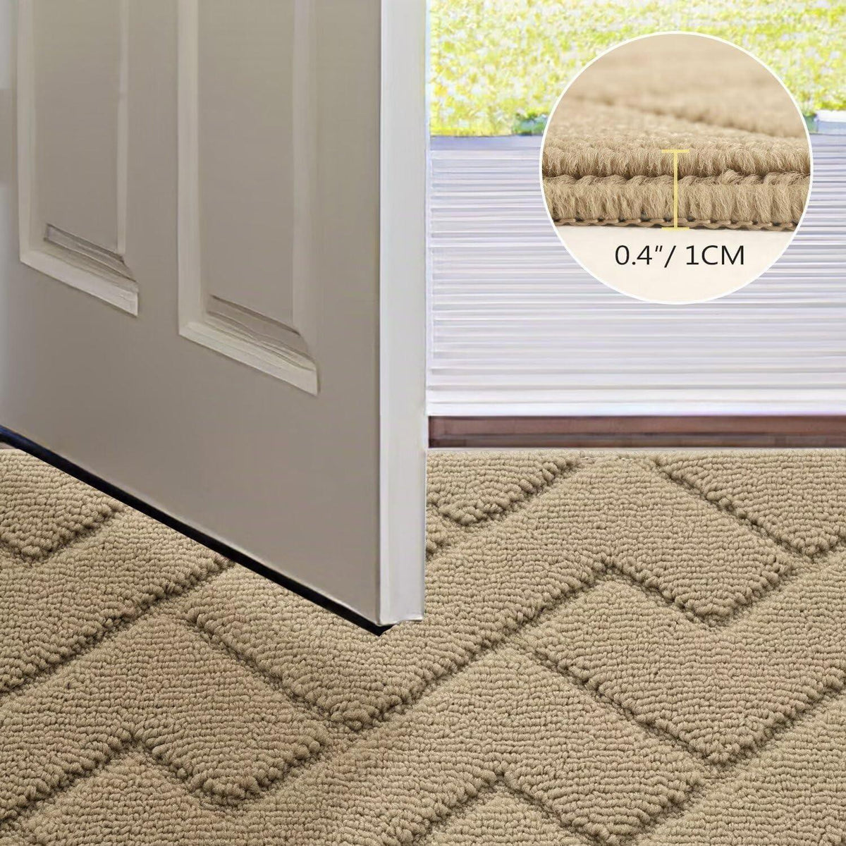 Fußmatte Innen Außen Waschbar – Rutschfest & Saugfähig, 60x90cm Beige