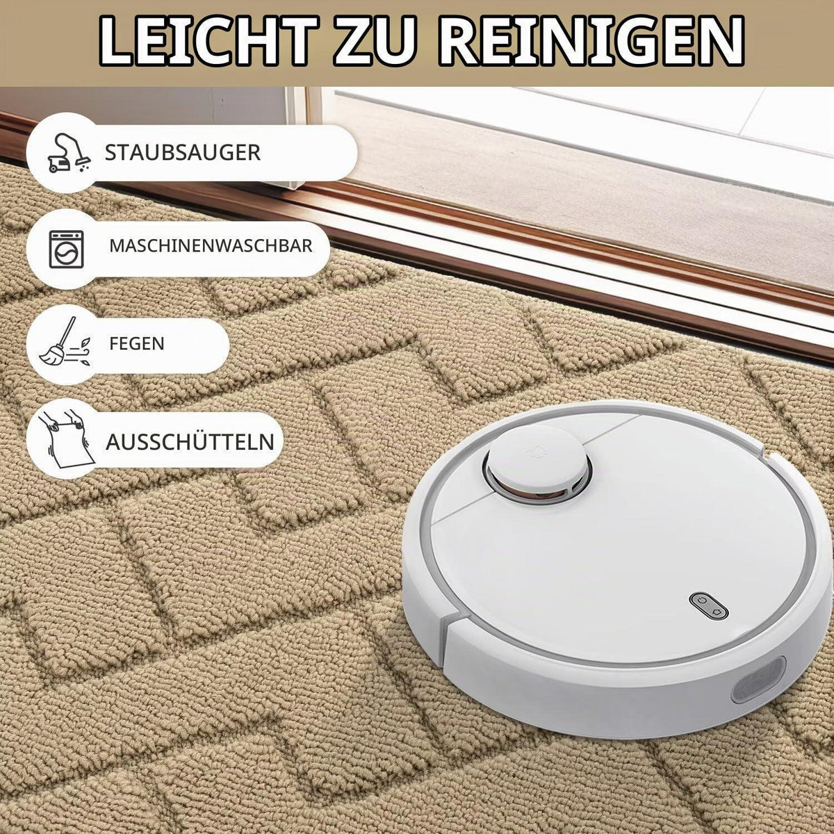 Fußmatte Innen Außen Waschbar – Rutschfest & Saugfähig, 60x90cm Beige