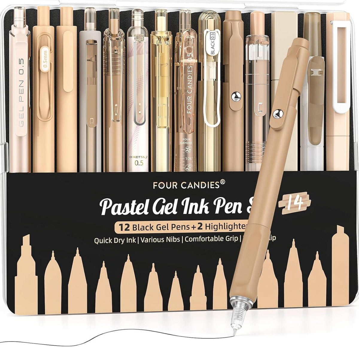 Gel-Tintenstift-Set mit Etui, 14-teilig, 0,5 mm