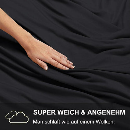 Schwarze Bettwäsche 200x200 aus weicher Mikrofaser