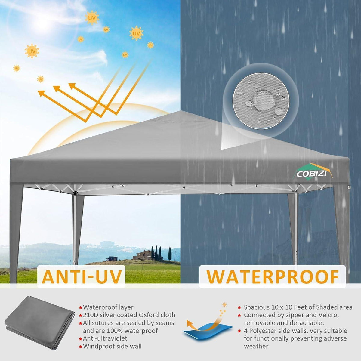 3x3m Faltpavillon wasserdicht mit Seitenwänden & Zubehör