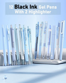 Gel-Tintenstift-Set 14-teilig mit Etui Schwarz Blau