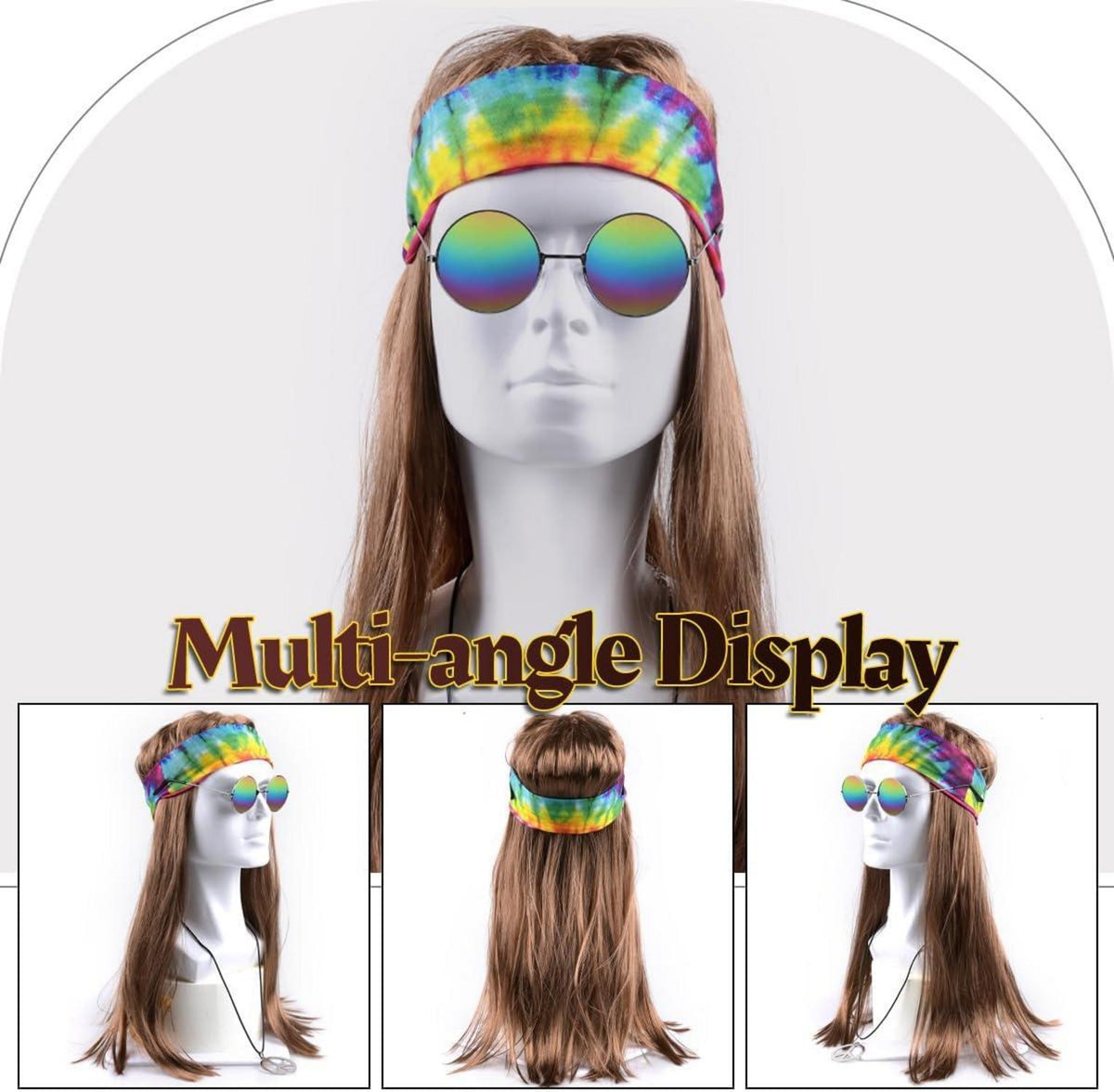 iZoeL Hippie Kostüm Damen Herren Accessoires Set 80er 90er
