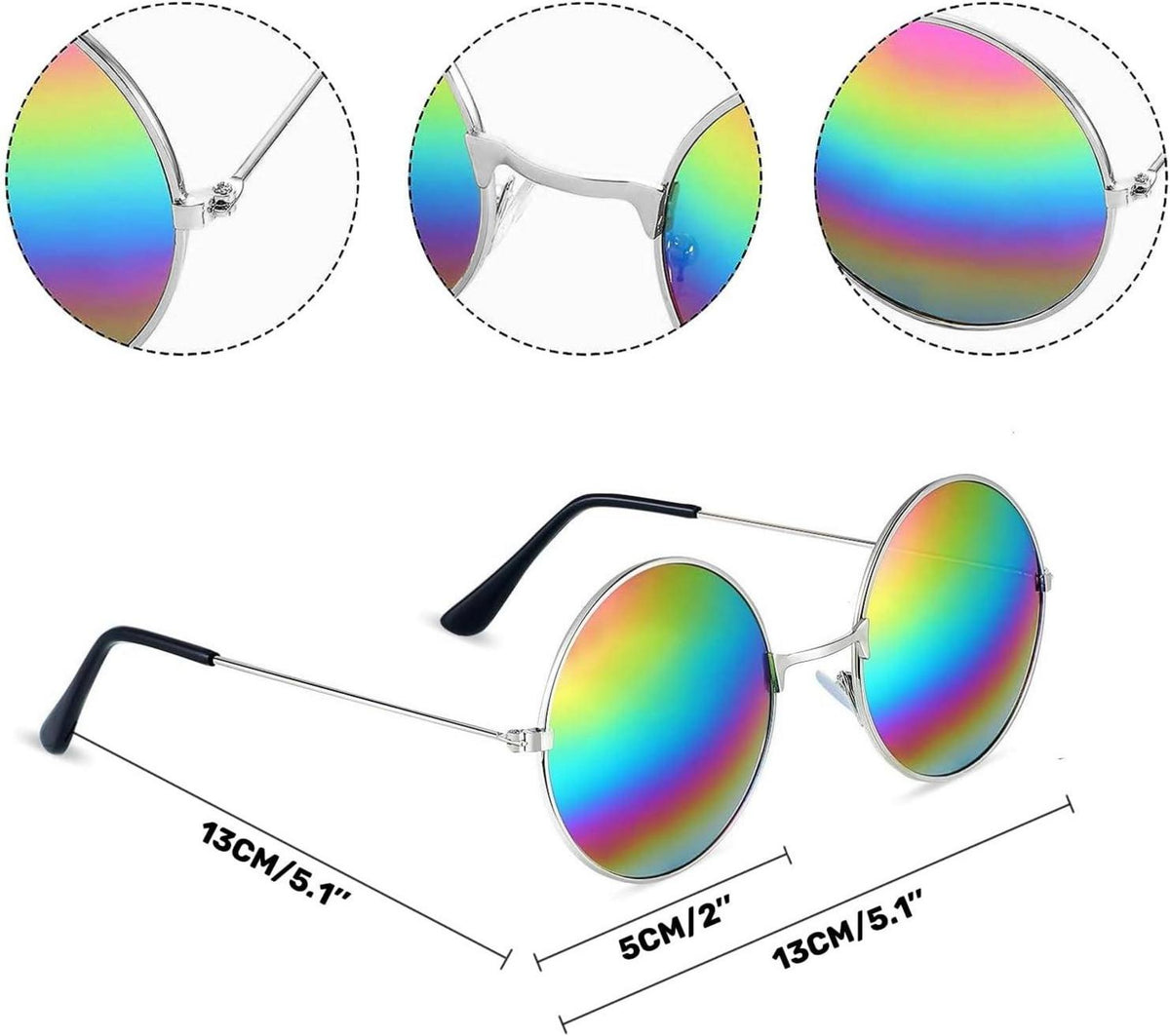 Hippie Kostüm Damen Herren Perücke Sonnenbrille Peace Halskette Batik