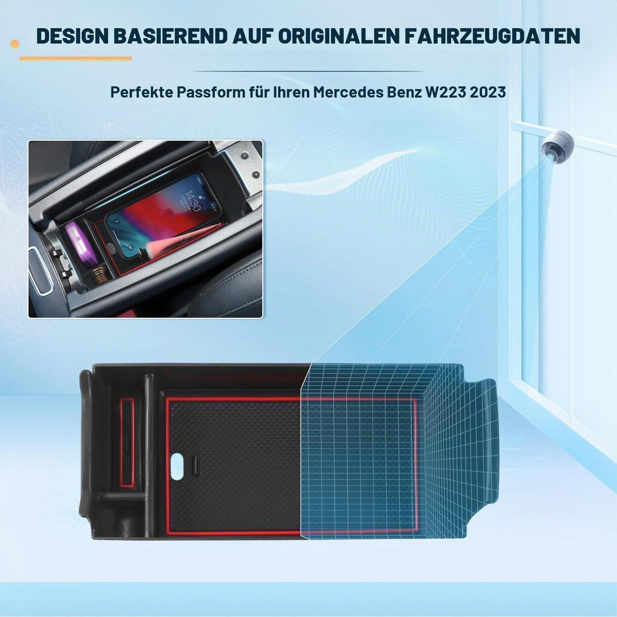 Mittelkonsolen Organizer für Mercedes A, B, GLA, CLA, GLB, EQA, EQB Rot