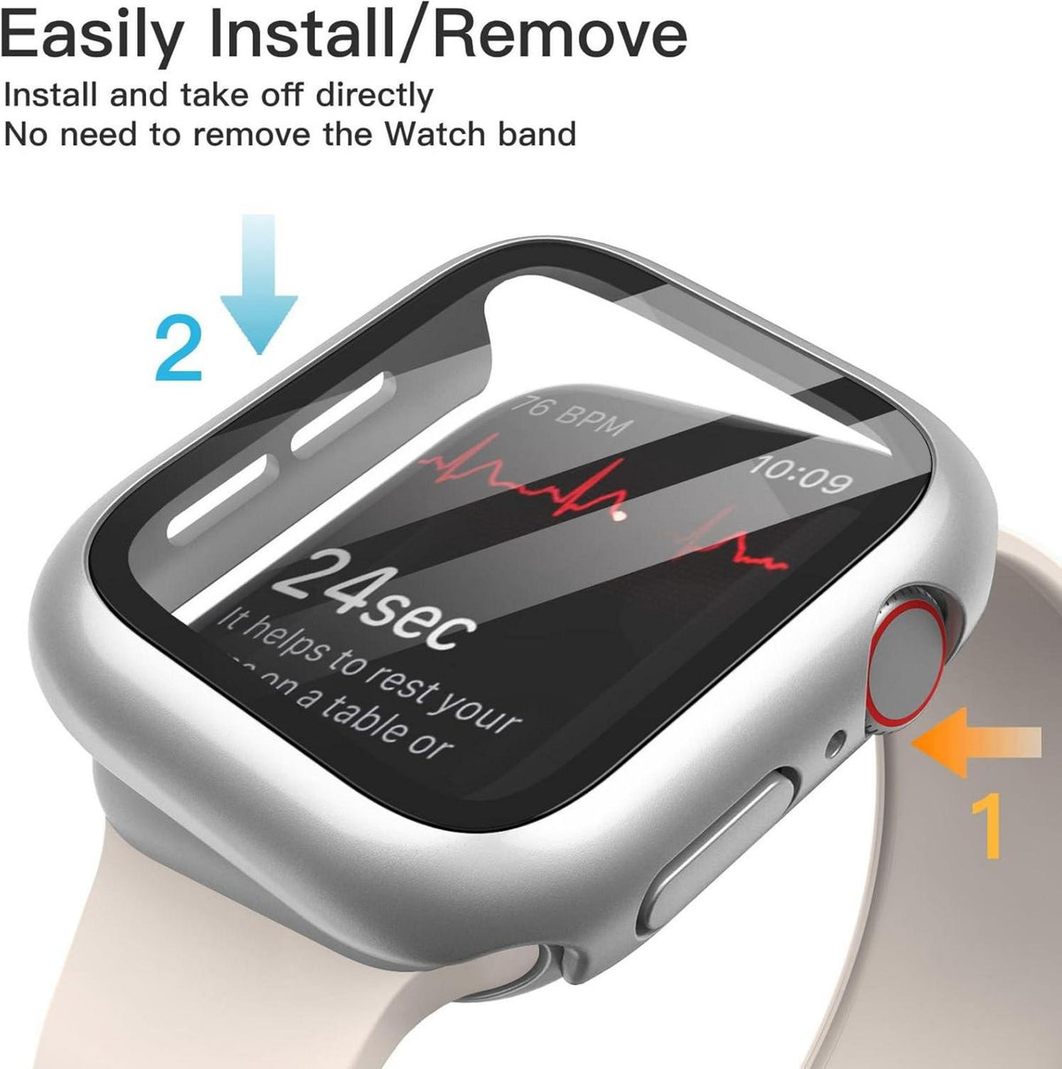 JETech Apple Watch SE Series 6 5 4 44mm Schutzhülle Displayschutz Silber
