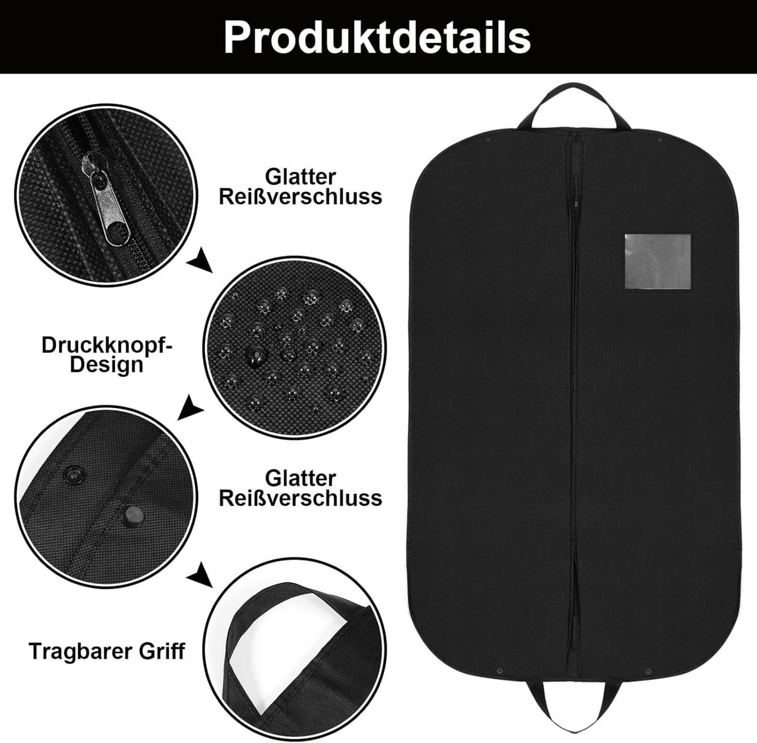 Livdouyu Kleidersäcke 2 Stück mit Schuhbeutel 120 x 60cm Schwarz