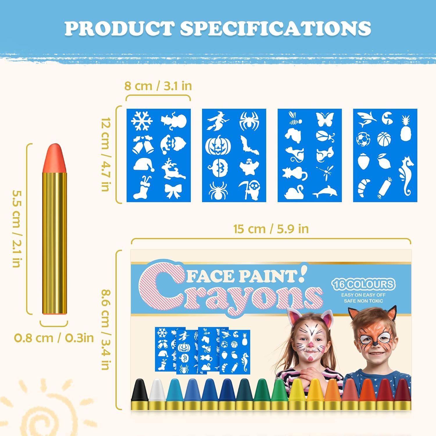 Kinderschminke Set 16 Farben Fasching Halloween Bodypaint Palette