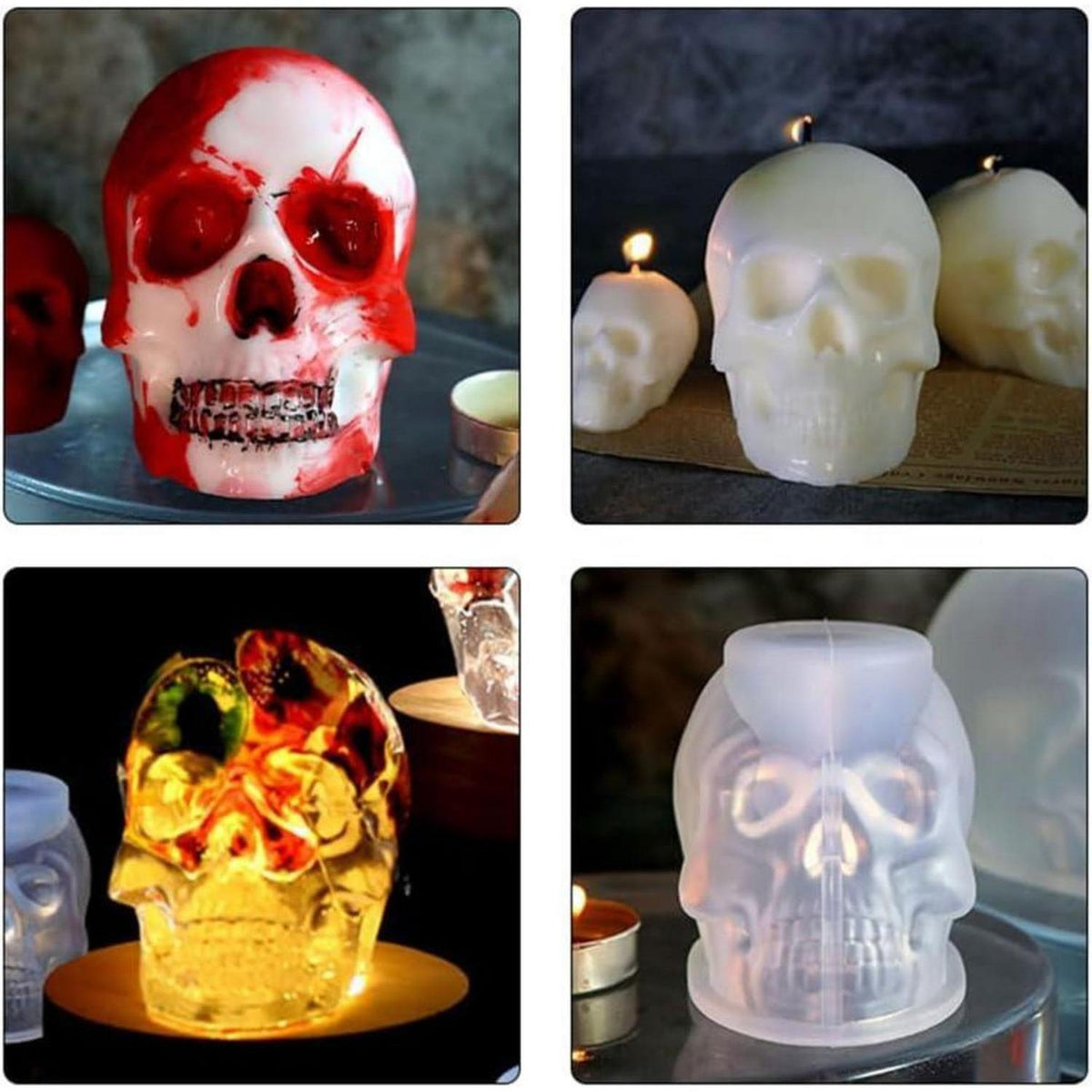 3D Totenkopf Silikonform Set | Halloween Deko & Gothic Handwerk