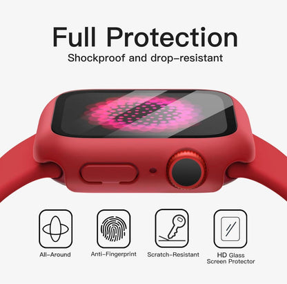 Schutzhülle mit Displayschutz für Apple Watch Series 9 8 7 45mm Rot