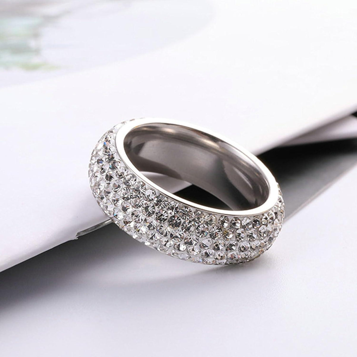 Edelstahl Ring Herren Zirkon Silber 8mm Ehering