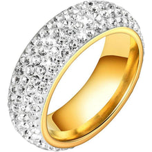 Edelstahl Ring Herren 8mm Zirkon Silber Gold 57
