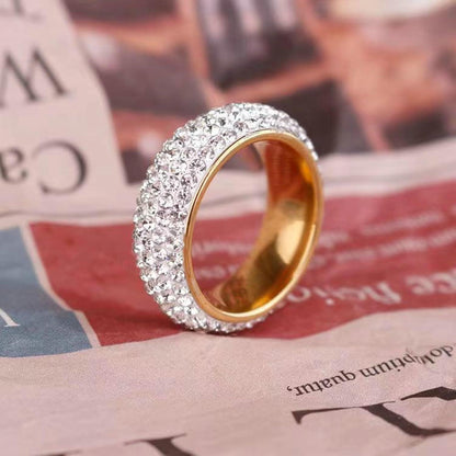 Edelstahl Ring Herren 8mm Zirkon Silber Gold 57