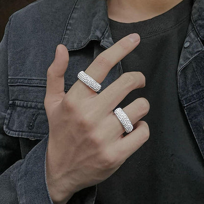 Edelstahl Ring Herren 8mm Zirkon Silber Gold 57
