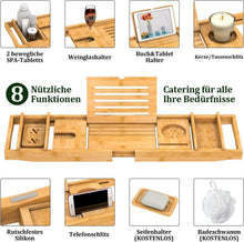 Badewannenablage aus Bambus verstellbar mit Getränkehalter