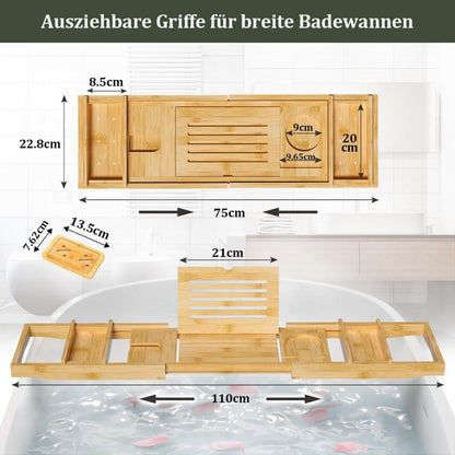 Badewannenablage Bambus verstellbar Badewannenbrett Ablagen Ipad