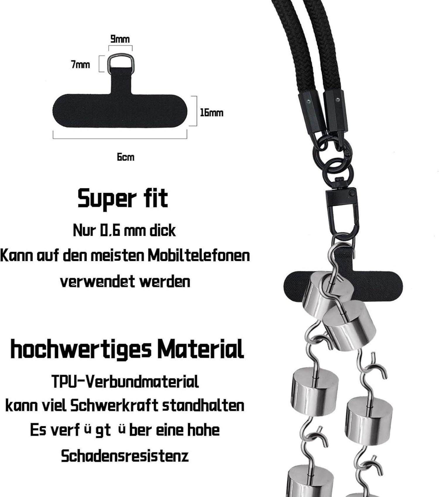 Handykette Schwarz Hängeseil Universal Smartphone Sicherheit