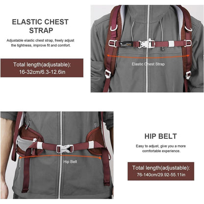40L Wanderrucksack Granatrot - Trekking, Camping, Reisen