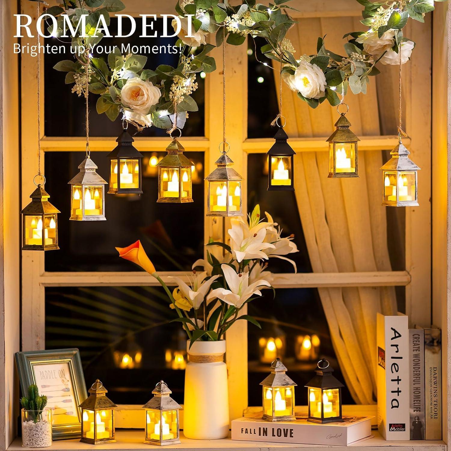 Romadedi Laterne Schwarz Mini LED Metall 10er Set für