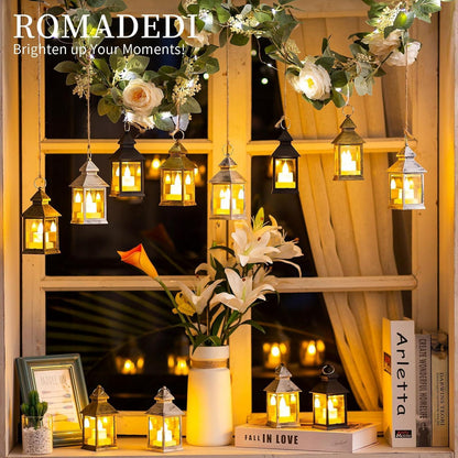 Romadedi Laterne Schwarz Mini LED Metall 10er Set für