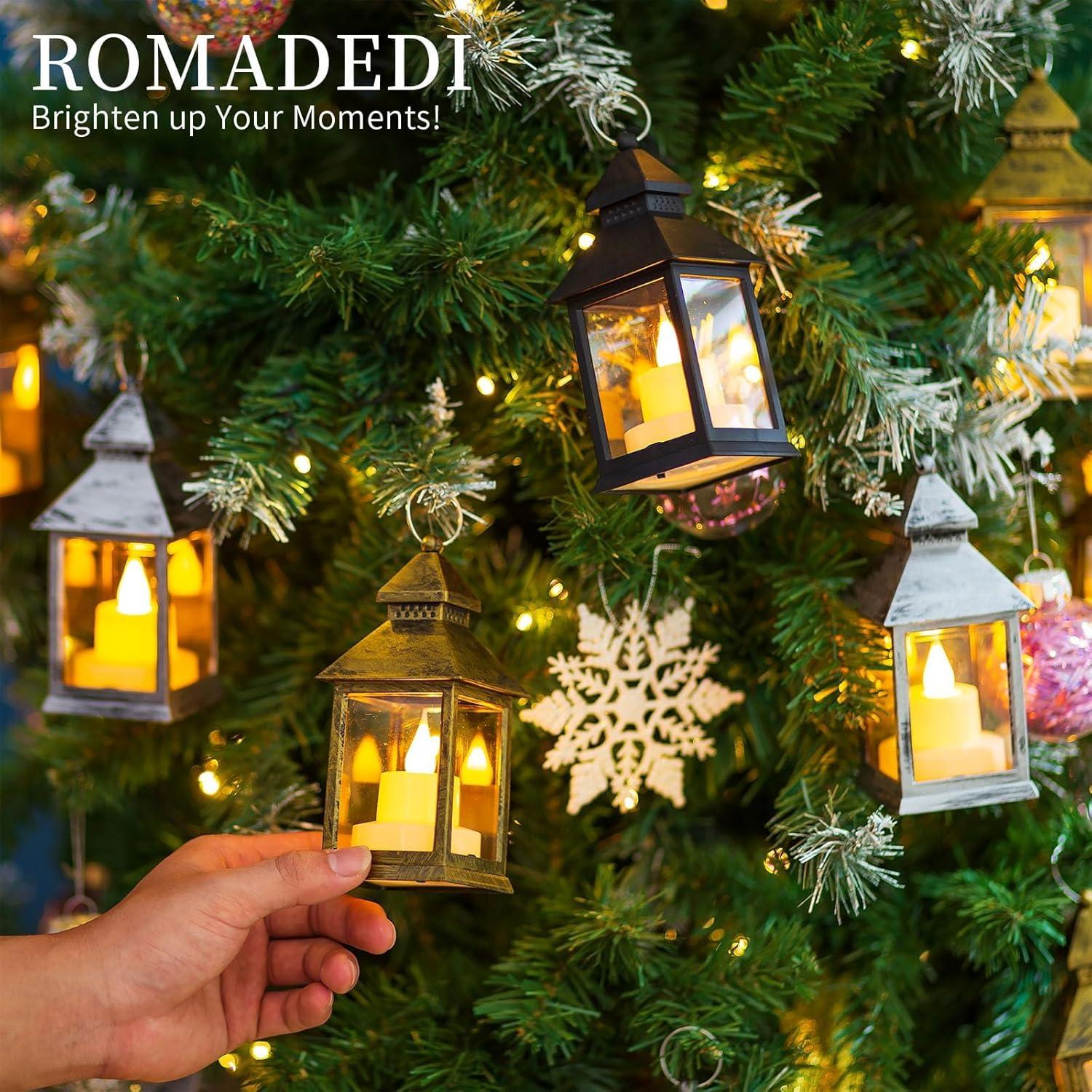 Romadedi Vintage Laterne Set 10x Schwarz Mini LED für Tisch Deko Outdoor