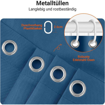 Duschvorhang Dunkelblau 120x180 cm Beschwerter Saum Wasserabweisend