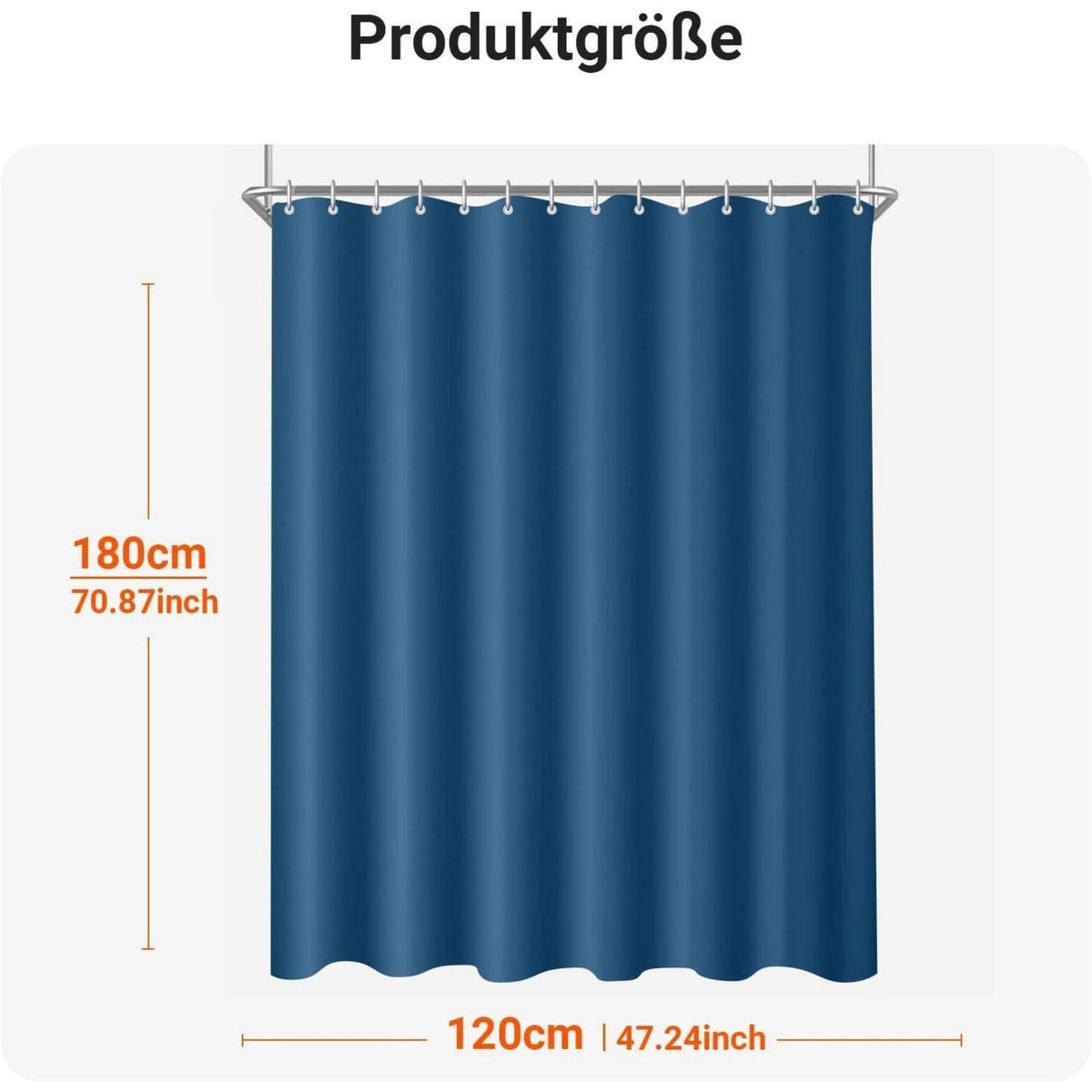 Duschvorhang Dunkelblau 120x180 cm Beschwerter Saum Wasserabweisend