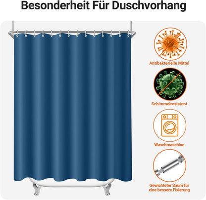 Duschvorhang Dunkelblau 150x180cm Antischimmel Wasserabweisend Polyester