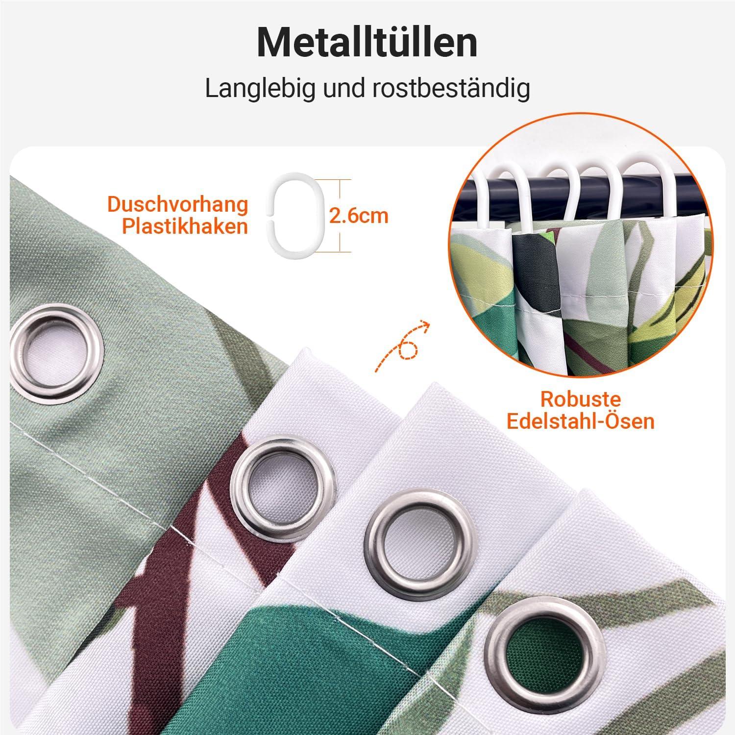 Duschvorhang Grün Blätter Antischimmel Polyester Wasserabweisend
