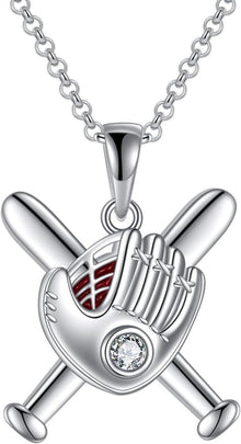 Sterling Silber Baseballhandschuh Halskette 925 Silber 5A Zirkonia
