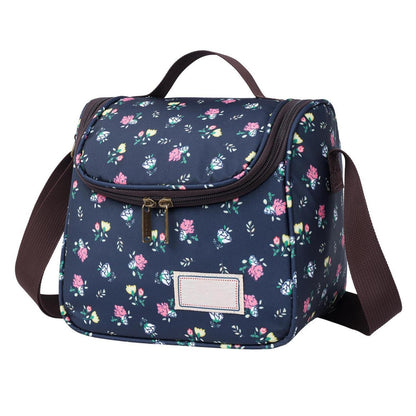 Isolierte Lunchtasche Blumenmuster, 6L Dunkelblau