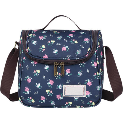 Isolierte Lunchtasche Blumenmuster, 6L Dunkelblau