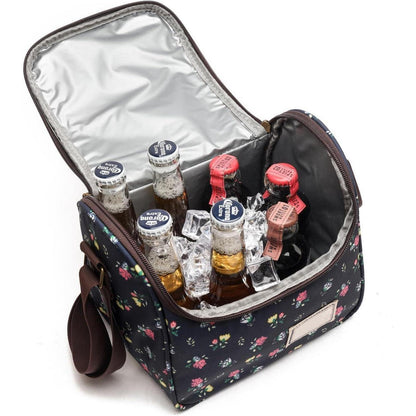 Isolierte Lunchtasche Blumenmuster, 6L Dunkelblau