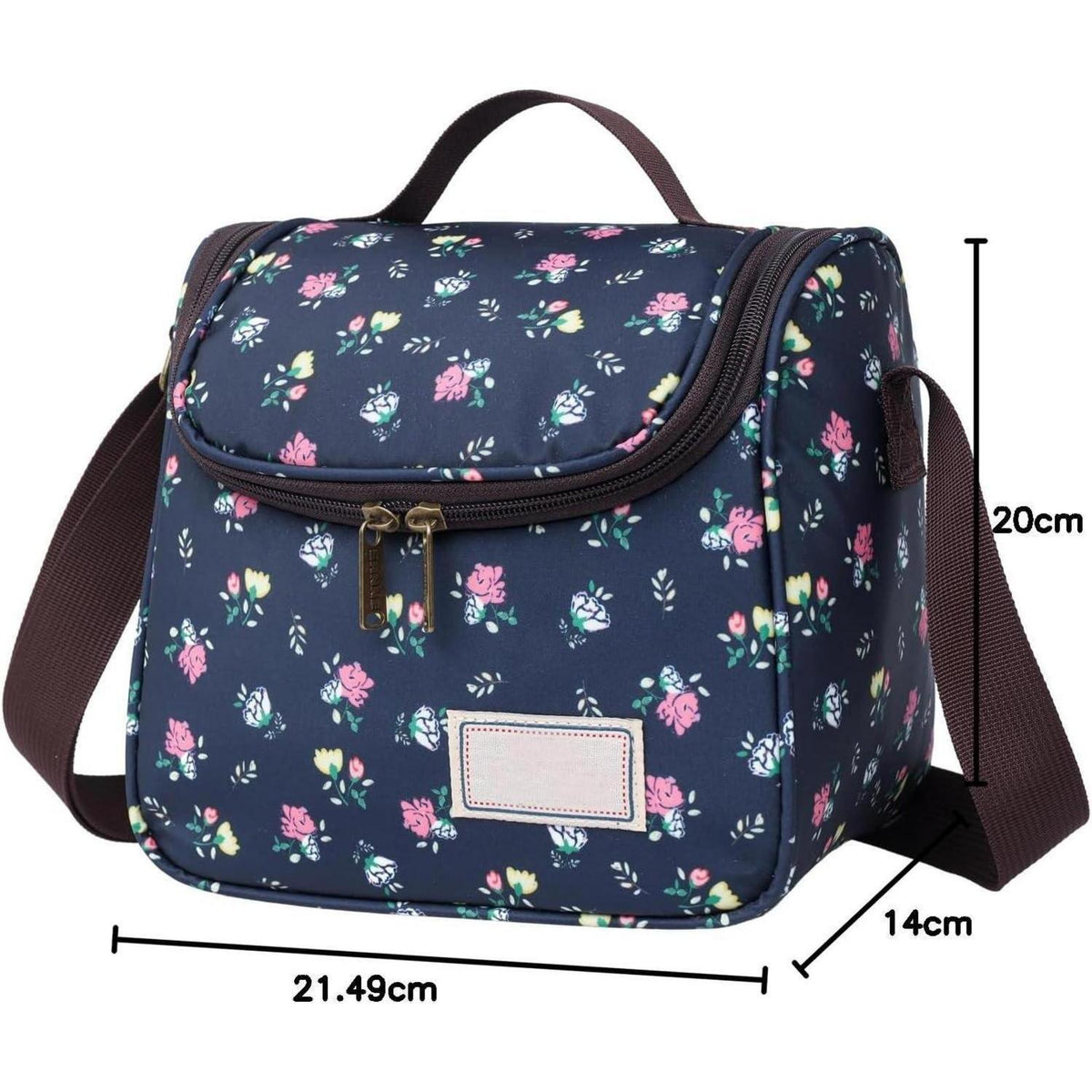 Isolierte Lunchtasche Blumenmuster, 6L Dunkelblau