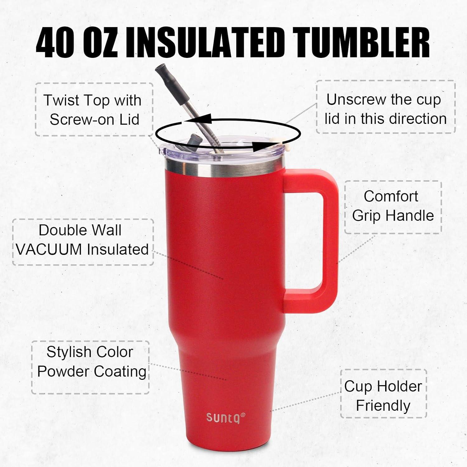40oz Tumbler mit Griff und Strohhalm, doppelwandig