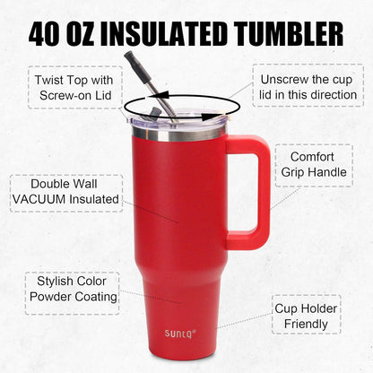 40oz Tumbler mit Griff und Strohhalm, doppelwandig