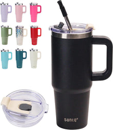 30oz Doppelwandiger Tumbler mit Griff und Strohhalm
