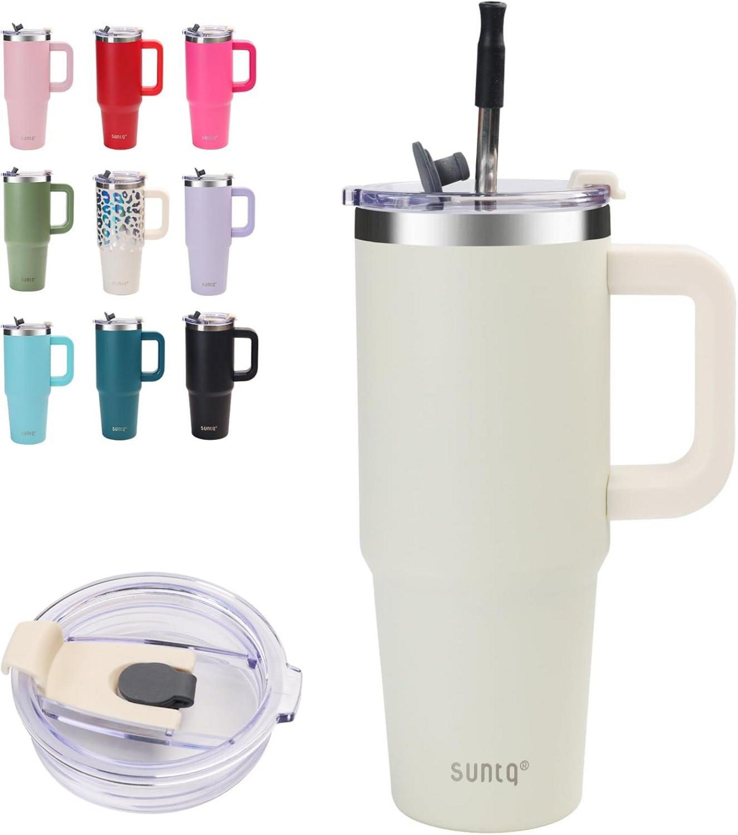 Doppelwandiger Edelstahl Tumbler mit Griff und Stroh-30oz