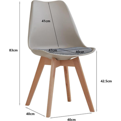 Skandinavische Esszimmerstühle 6er-Set, Massivholz, Gestreift Beige
