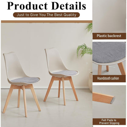 Skandinavische Esszimmerstühle 6er-Set, Massivholz, Gestreift Beige