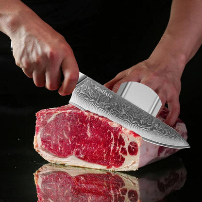 Damast Messer Set 3-teilig – Kochmesser, Santoku & Allzweckmesser