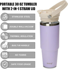 30oz Isolierter Edelstahl Tumbler mit Griff und Flip Stroh