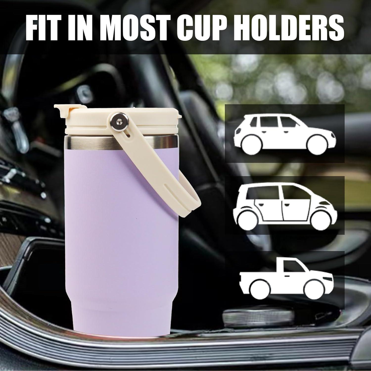 30oz Tumbler mit Griff und Flip Stroh, Isolierte Edelstahlbecher mit