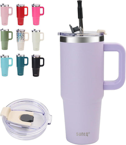 Isolierte Wasserflasche mit Griff und Stroh, 30oz