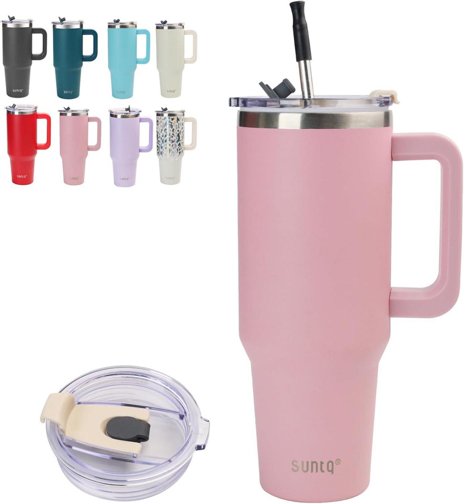 40oz Tumbler mit Griff, Vakuum Isolierte Wasserflasche mit Stroh und