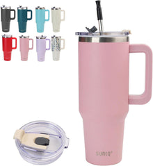 40oz Tumbler mit Griff, Vakuum Isolierte Wasserflasche mit Stroh und