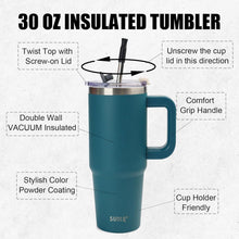 30oz Edelstahl Tumbler mit Griff, Vakuumisolierung, Stroh