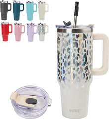 Isolierte Edelstahl Reisetasse mit Griff und Strohhalm - 40oz