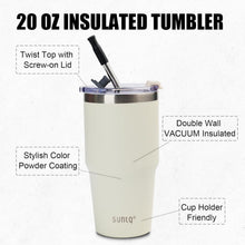20oz Isolierter Tumbler mit Strohhalm und Deckel - Edelstahl