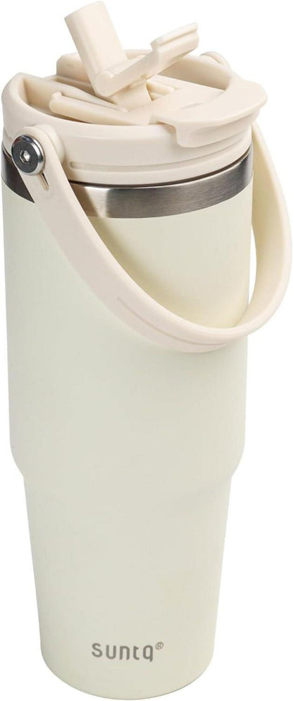 Isolierter 30oz Edelstahl Tumbler mit Griff und Flip Stroh